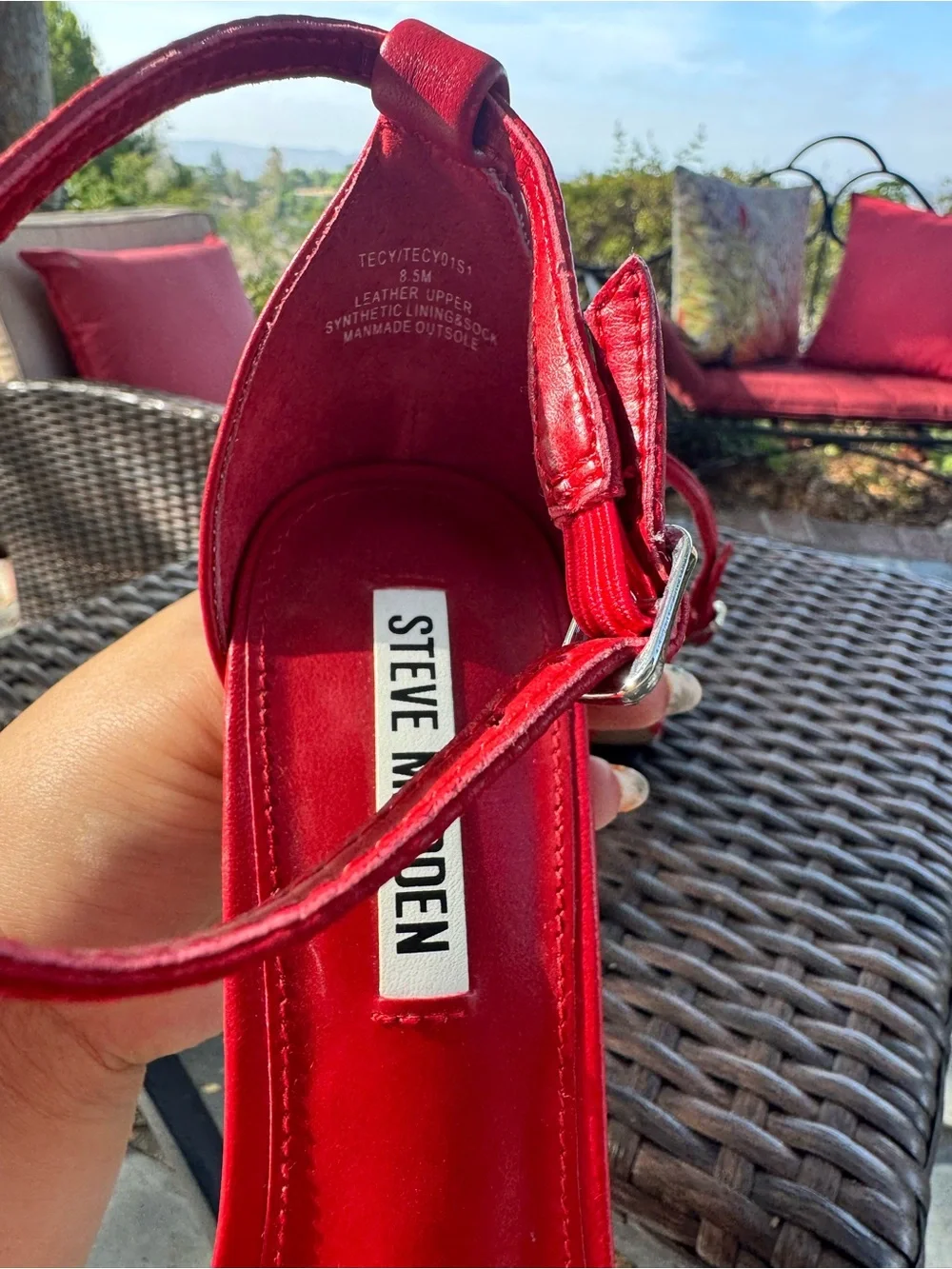 Steve Madden Red Satin Ankle Strap Stiletto Heels Women’s 8.5
